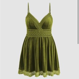 Boho Velvet Green Dress 0XL